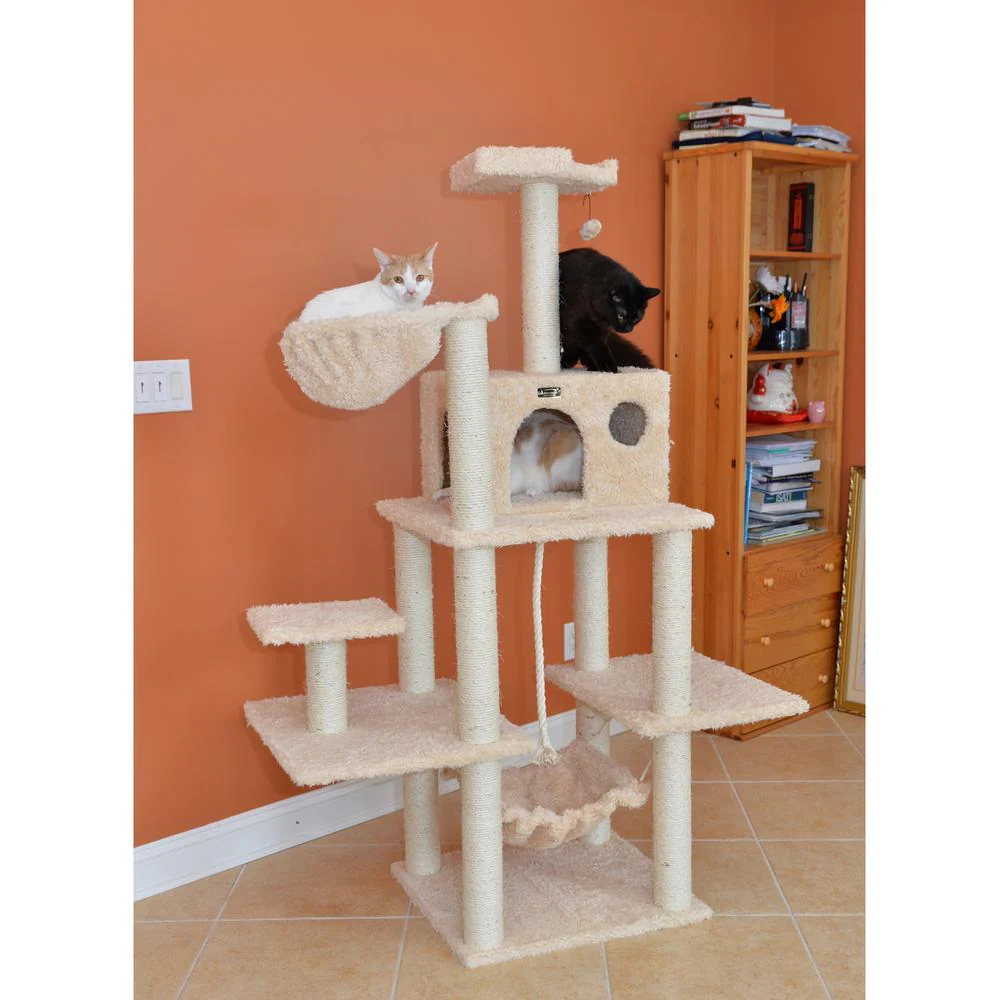 Mult -Level Real Wood Cat Tree Hammock Bed, Climbing Center For Cats And Kittens - Image 13