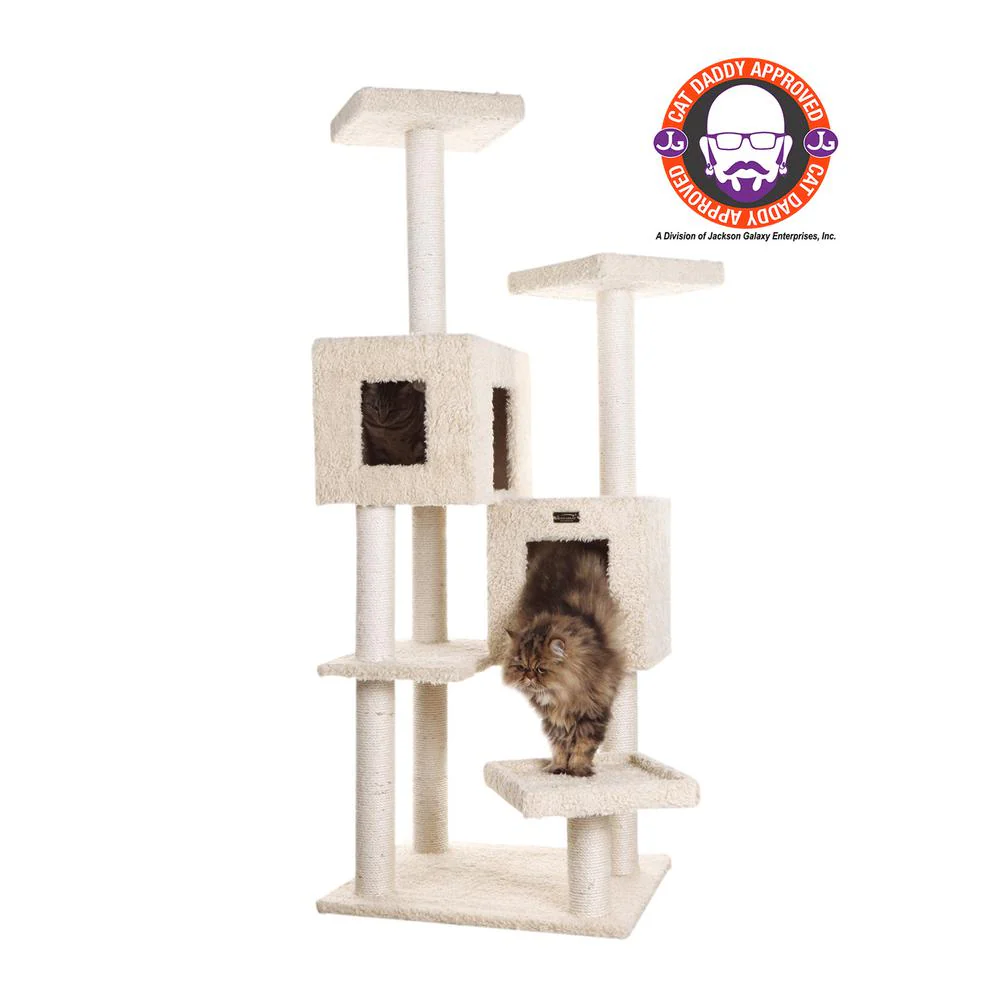 Multi-Level Real Wood Cat Tree With Two Spacious Condos - Image 8