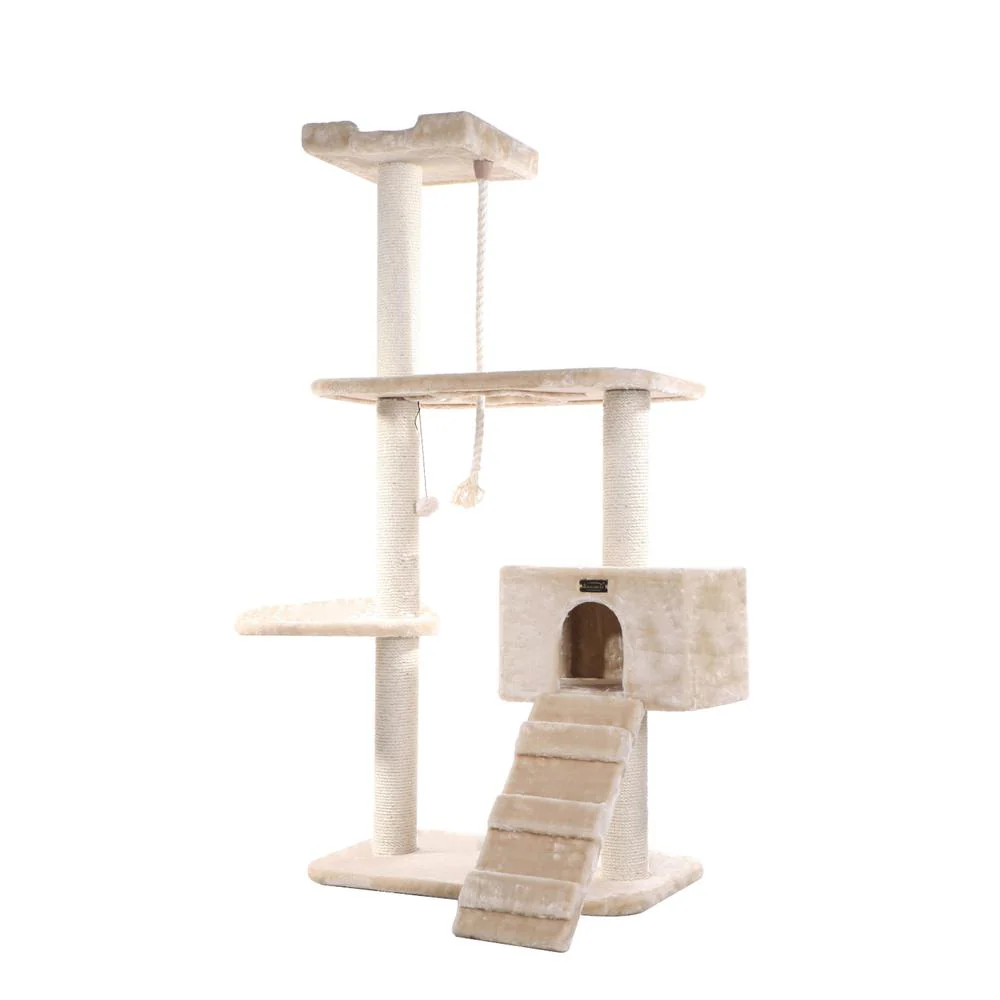 Natural Sisal Real Wood Scratching Cat Tree 58 Height Beige - Image 5