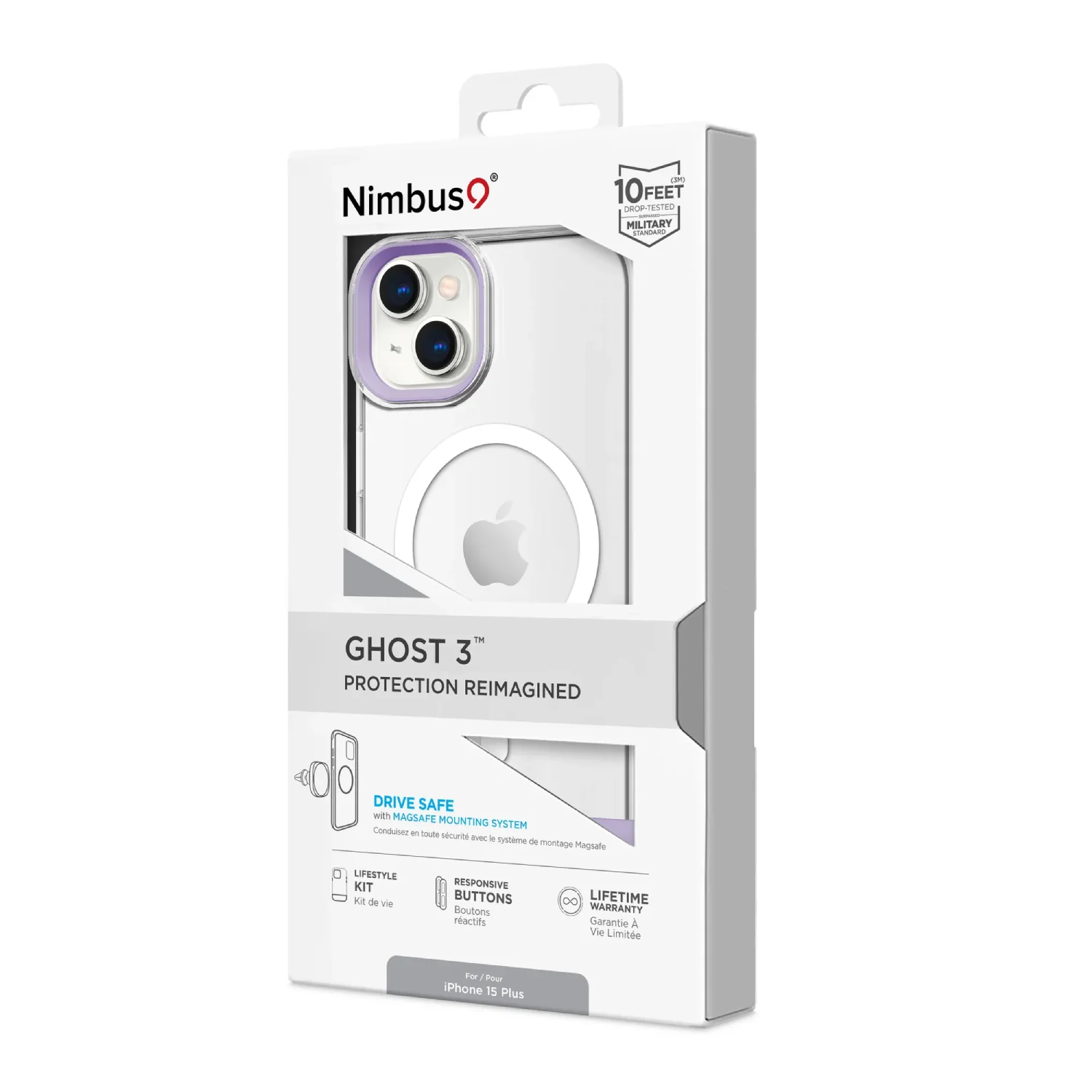Nimbus9 Ghost 3 MagSafe Case for iPhone 15 Plus - Clear/Purple - Image 6