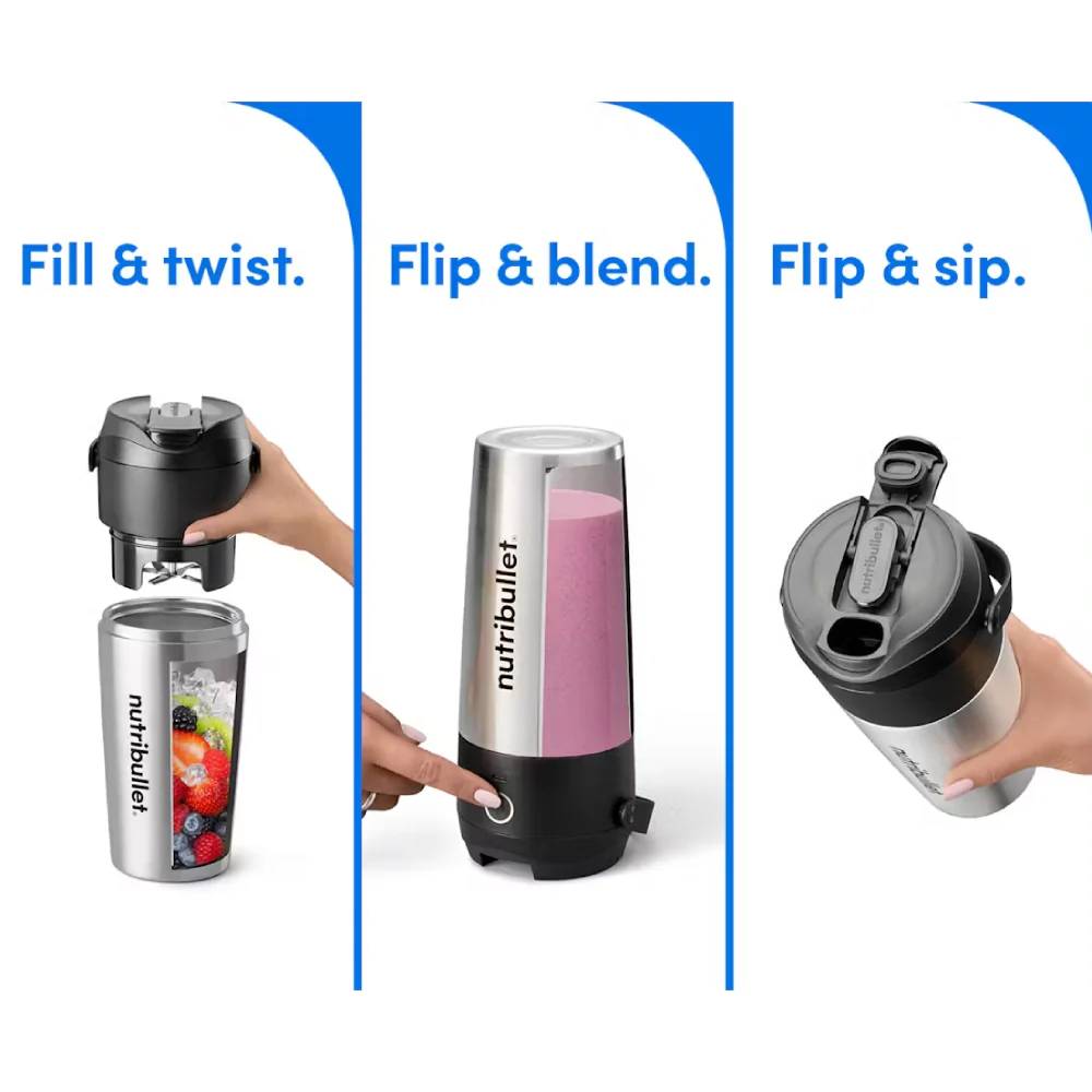 Nutribullet NBPB50350SS Flip Insulated Portable Blender - Stainless Steel - Image 2