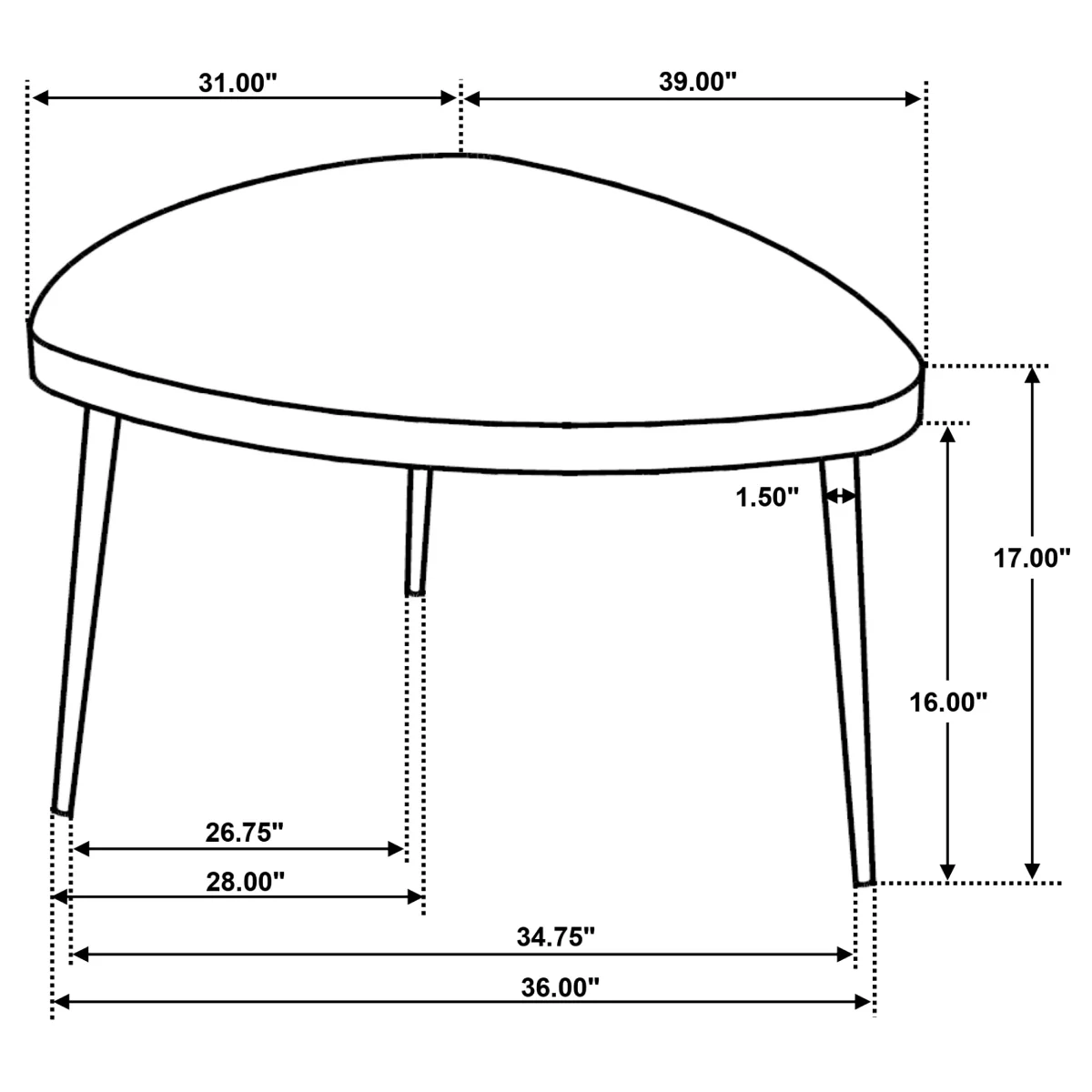 Odessa 39" Triangular Coffee Table by Coaster - Black - Image 7