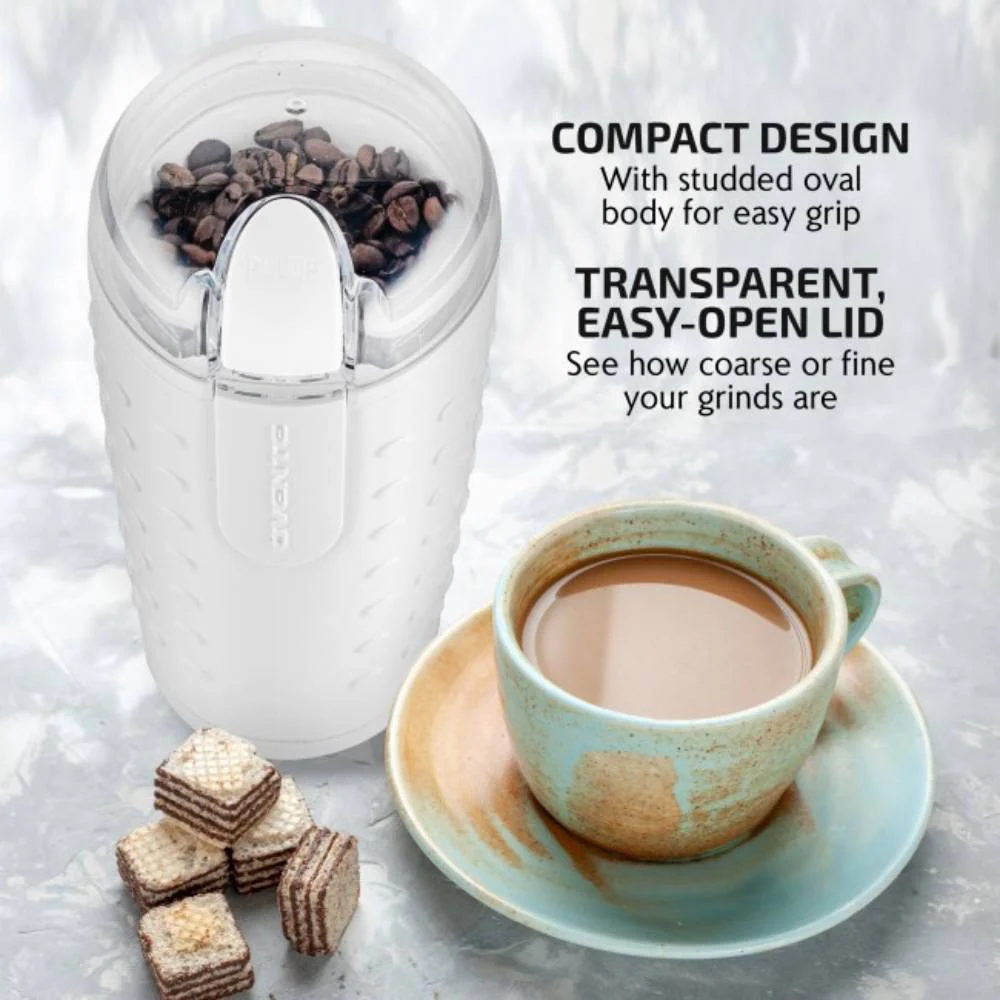 Ovente CG225W One-Touch Electric Coffee Grinder - White - Image 4