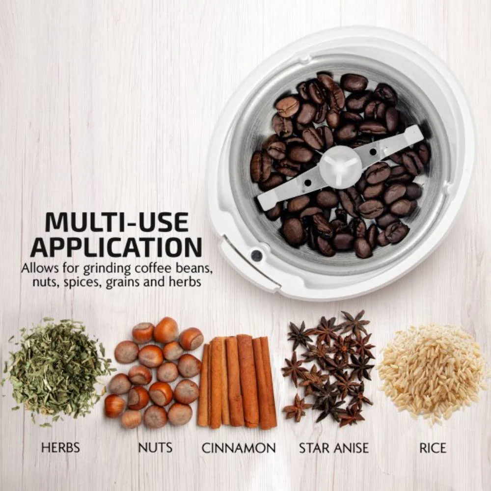 Ovente CG225W One-Touch Electric Coffee Grinder - White - Image 5