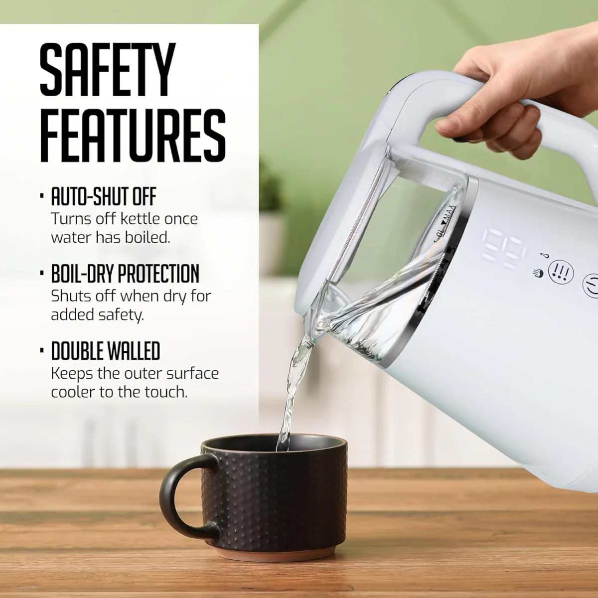 Ovente 1500W Electric Kettle with 5 Temperature Control Presets - Image 3