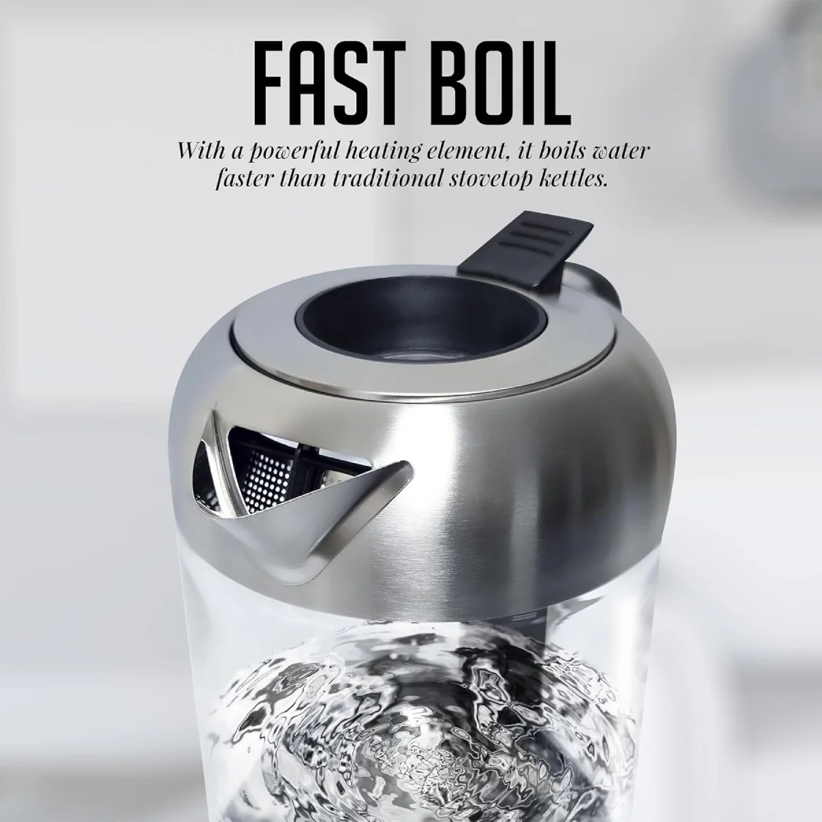 Ovente KG71S 1500W Electric Kettle with Boil Dry Protection - Silver - Image 3