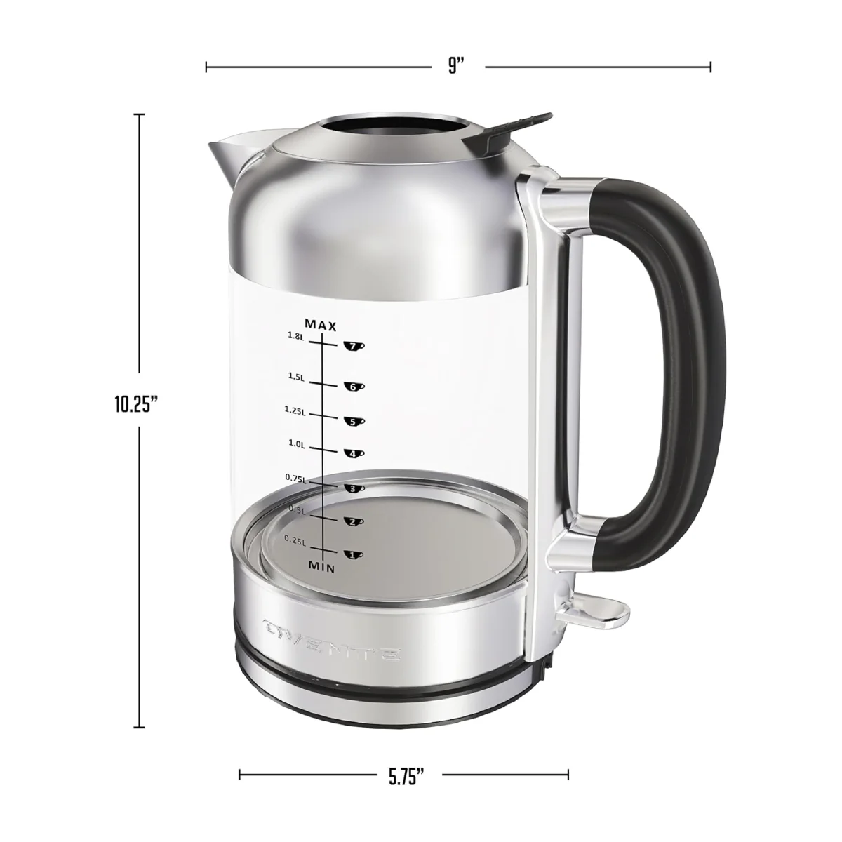 Ovente KG71S 1500W Electric Kettle with Boil Dry Protection - Silver - Image 7