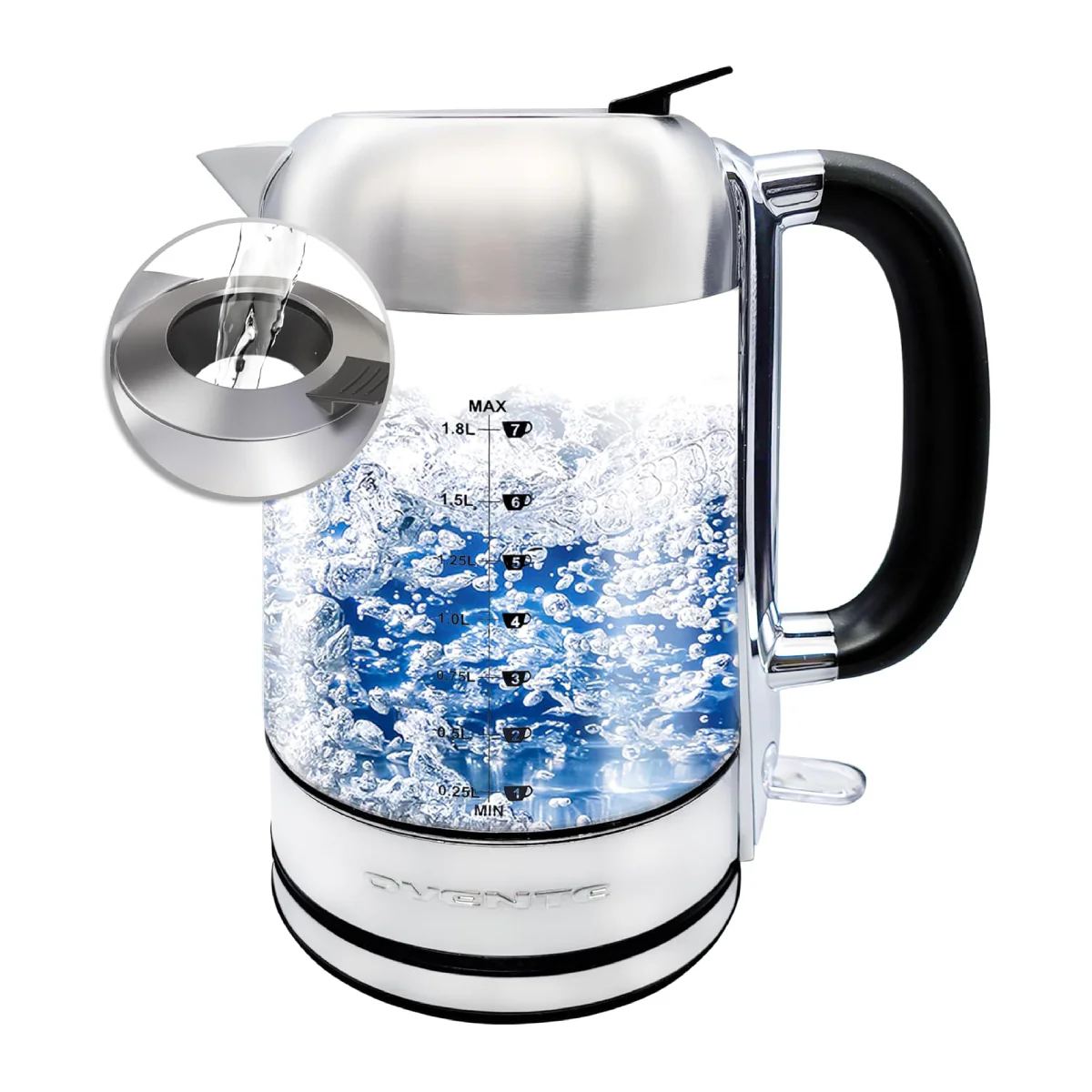 Ovente KG71S 1500W Electric Kettle with Boil Dry Protection - Silver - Image 8