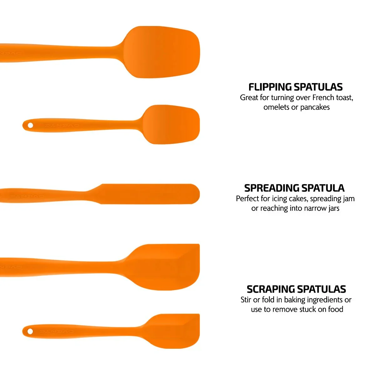 Ovente Non-Stick Spatula Set (5 Pieces) - Orange - Image 2