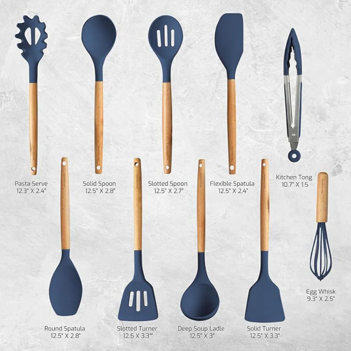 Ovente Silicone Kitchen Utensils Set (17 Pieces) - Blue - Image 2