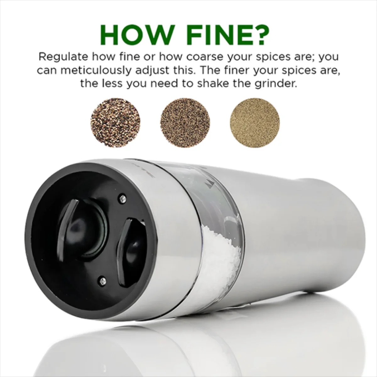 Ovente SPD121S 2-in-1 Electric Salt and Pepper Grinder - Silver - Image 5