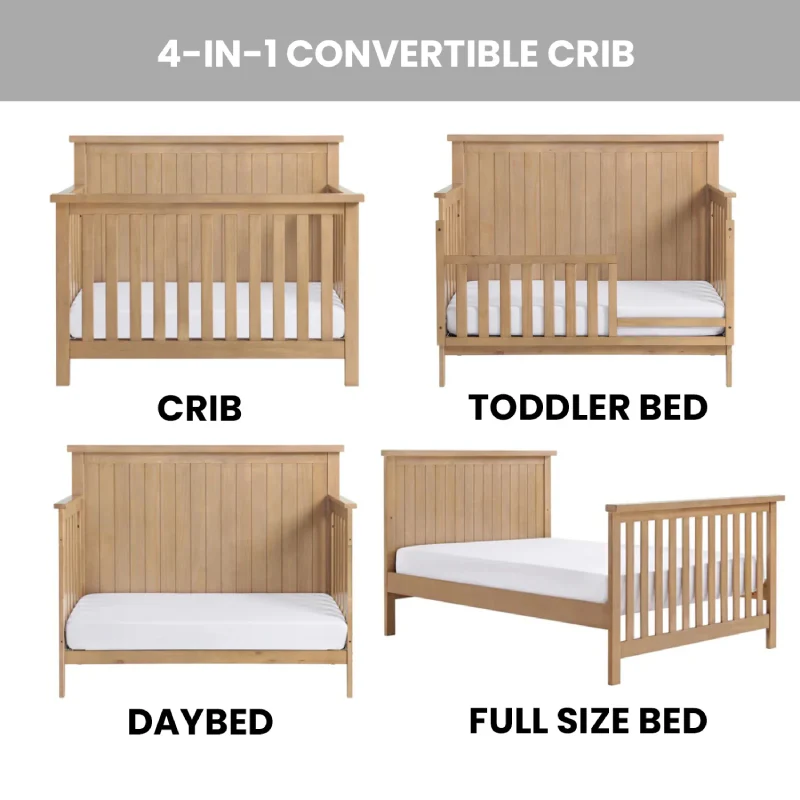 Oxford Everlee 4-In-1 Convertible Crib - Honey Wood - Image 4