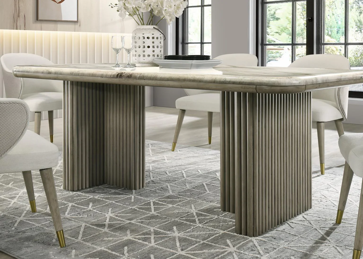 Palace Marble Top 7 Pcs Dinner Set - Image 3