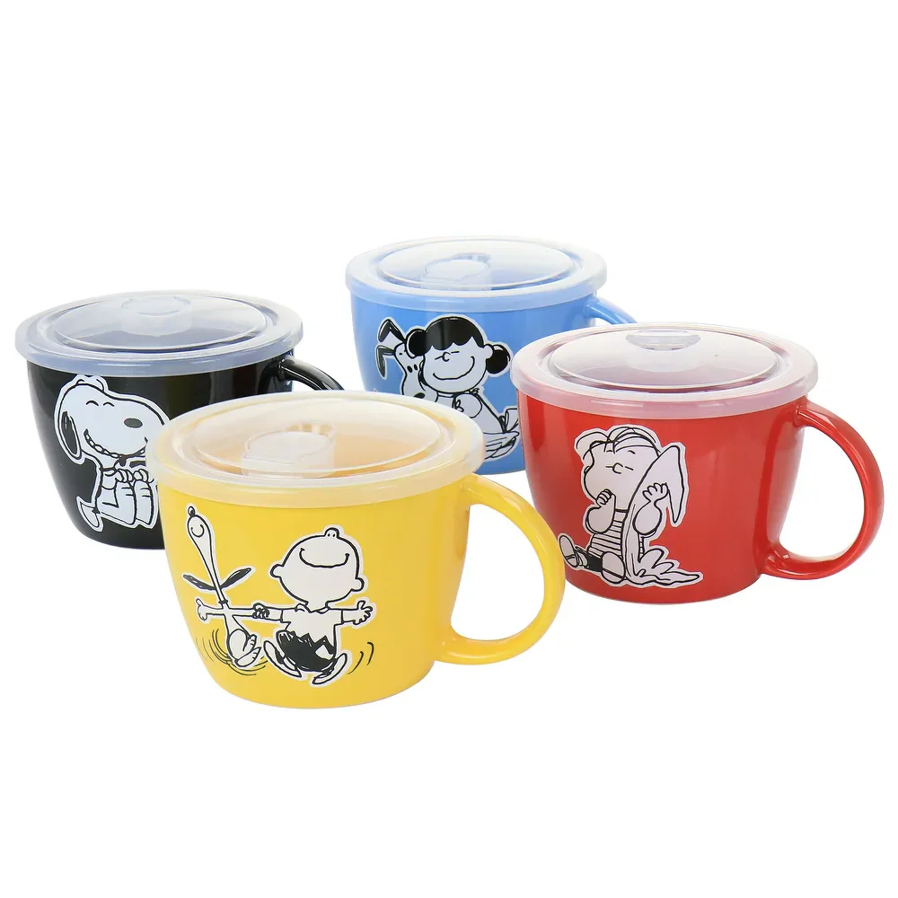 Peanuts 129409 70th Anniversary 23.5 oz Soup Bowl With Vented Lids (4 Piece) - Set