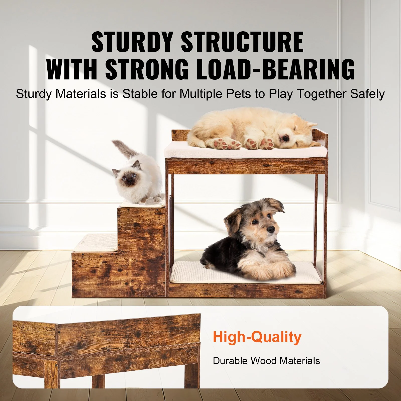 Pet Bunk Bed with Stairs Dog/Cat Window Perch Sleeper Couch Medium Size - Image 3