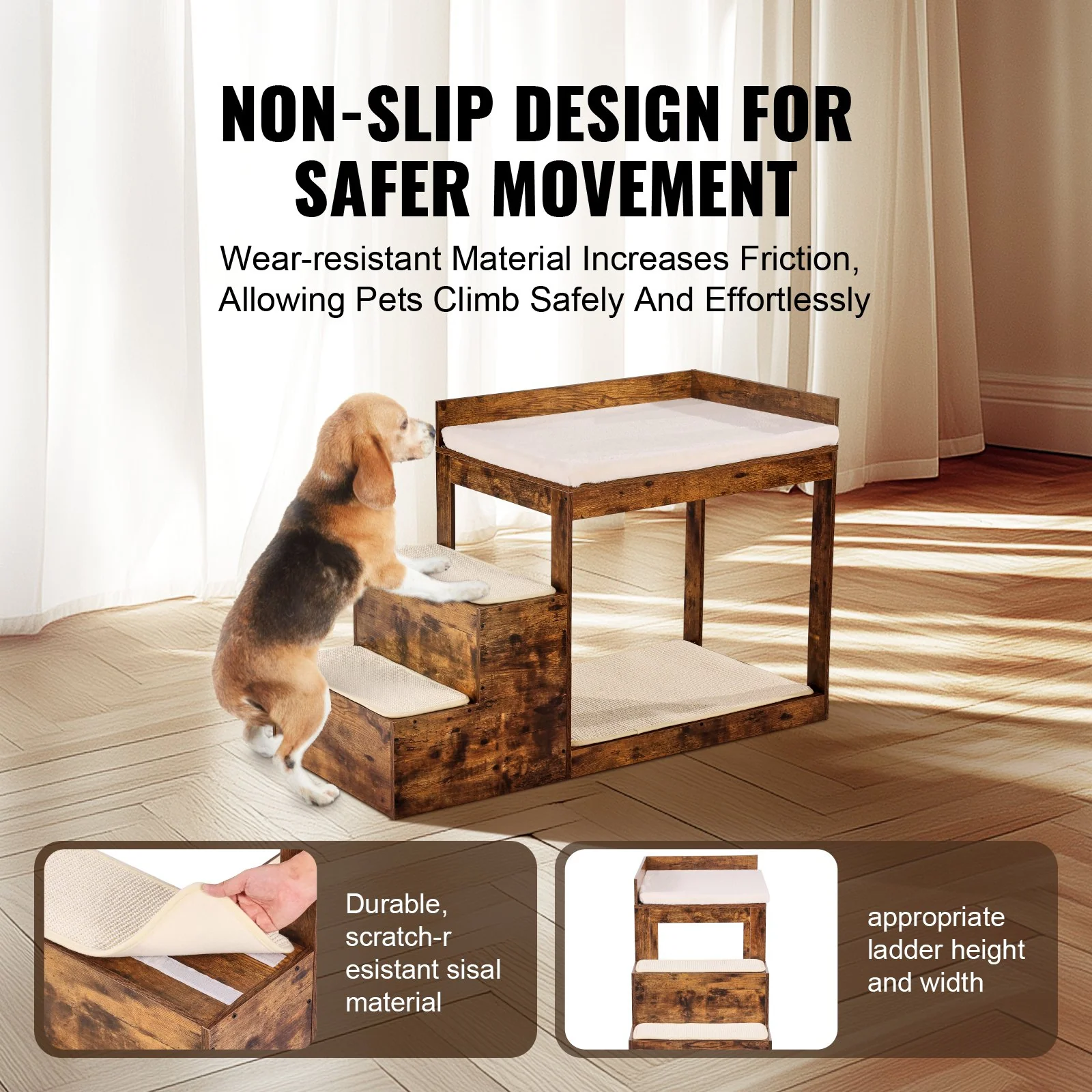 Pet Bunk Bed with Stairs Dog/Cat Window Perch Sleeper Couch Medium Size - Image 4