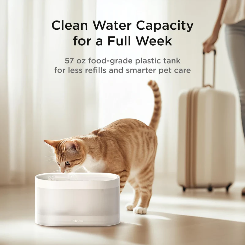 Petcube Automatic Wireless Pet Water Fountain with 4-Layer Filtration - White - Image 9