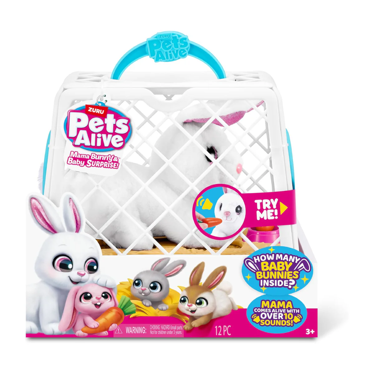Pets Alive Mama Bunny & Baby Surprise Electronic Pet Set (12-Pieces) - White - Image 2