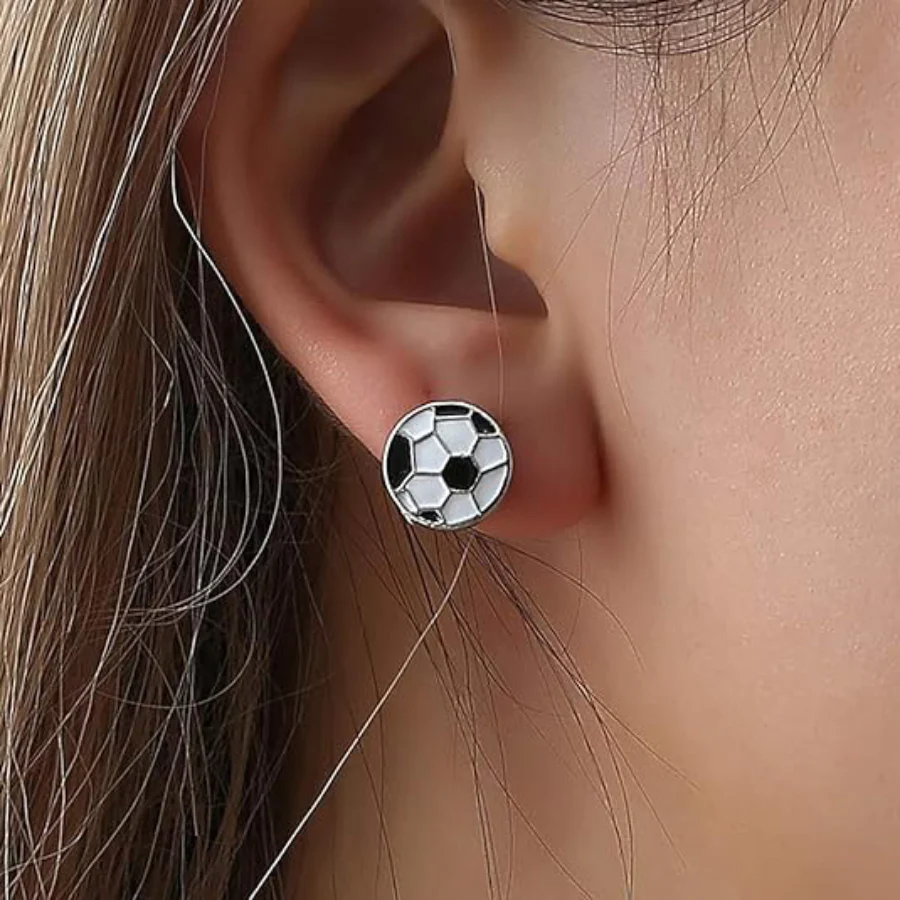 Player Design Women's Soccer Stud Earrings in Metal - Image 3