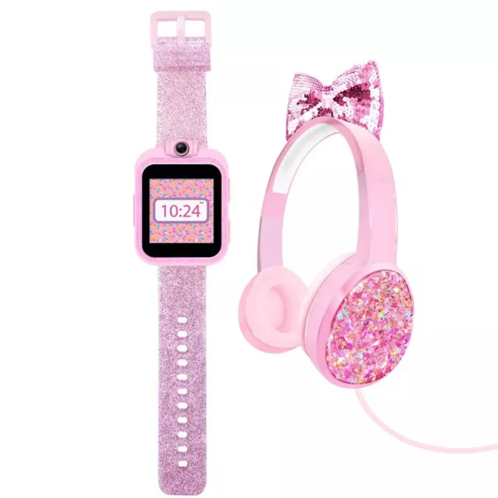 PlayZoom Kids Smartwatch with Headphones - Pink Sparkle Bow - Image 3