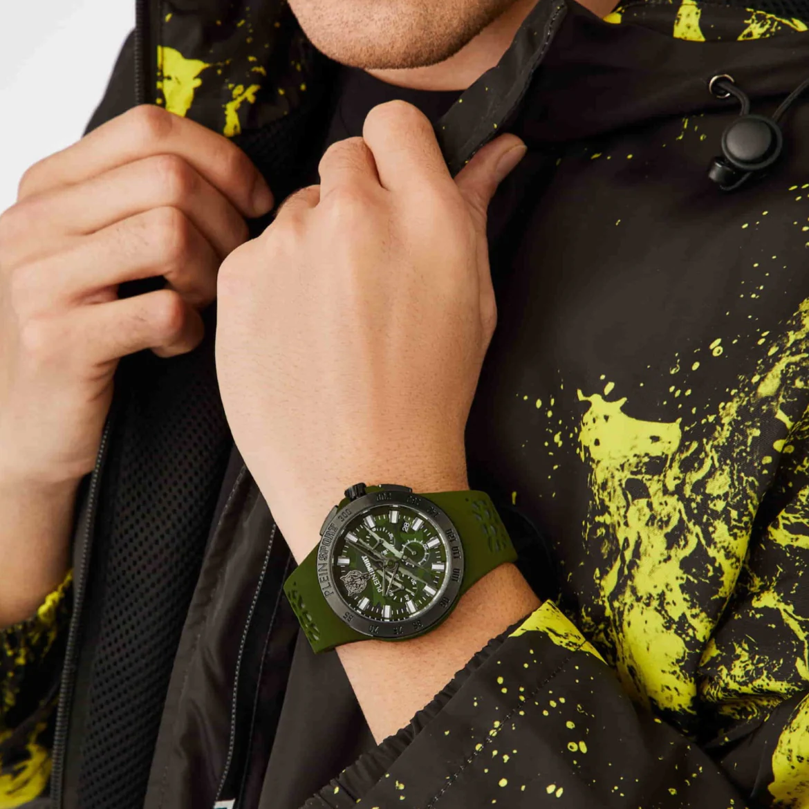 Plein Sport Thunderstorm Chronograph Men's 43mm Quartz Strap Watch - Green - Image 4