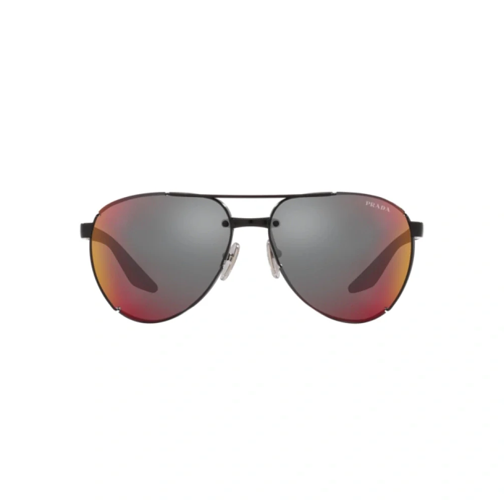 Prada Linea Rossa Men's Pilot Sunglasses, Dark Gray Mirrored Blue/Red