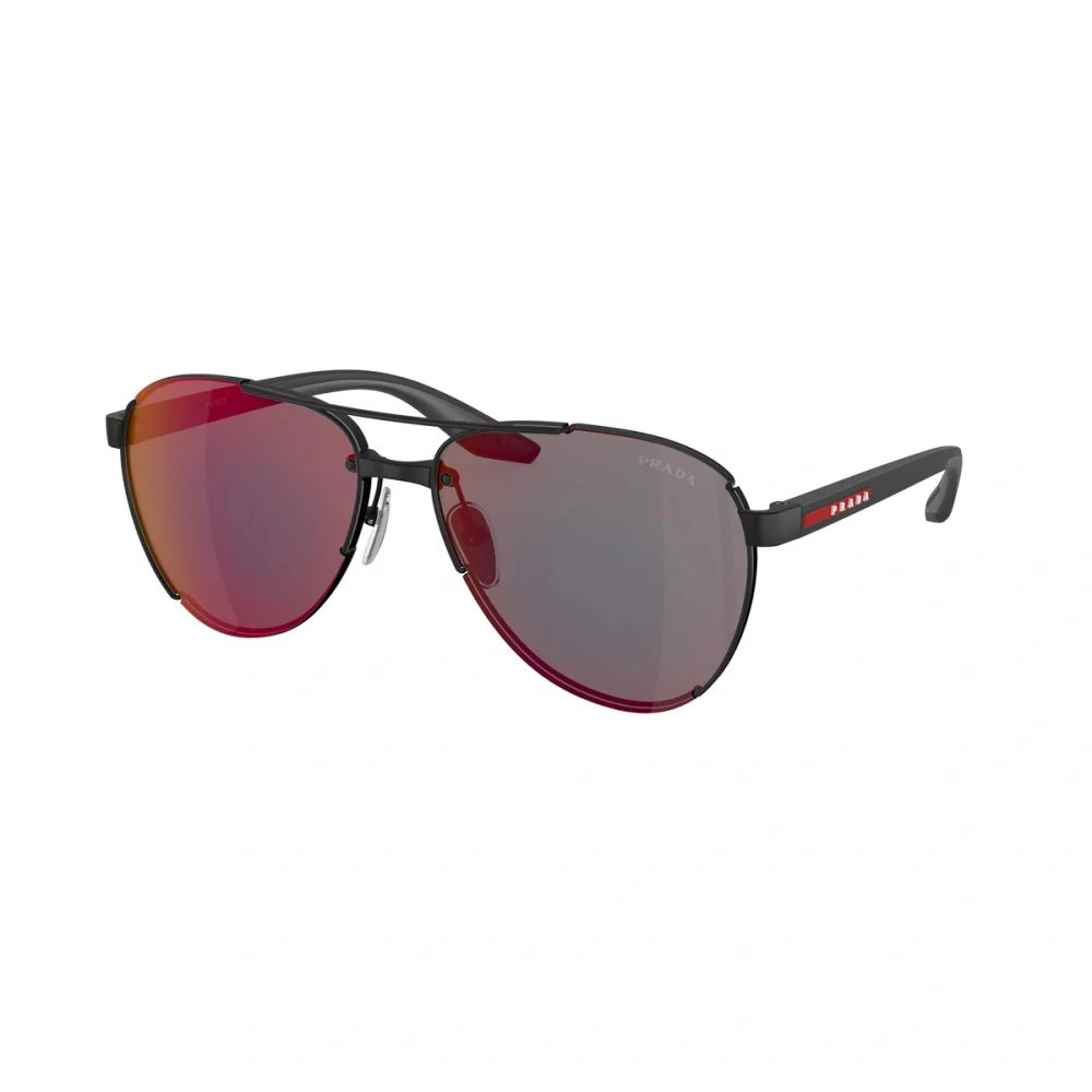 Prada Linea Rossa Men's Pilot Sunglasses, Dark Gray Mirrored Blue/Red - Image 2