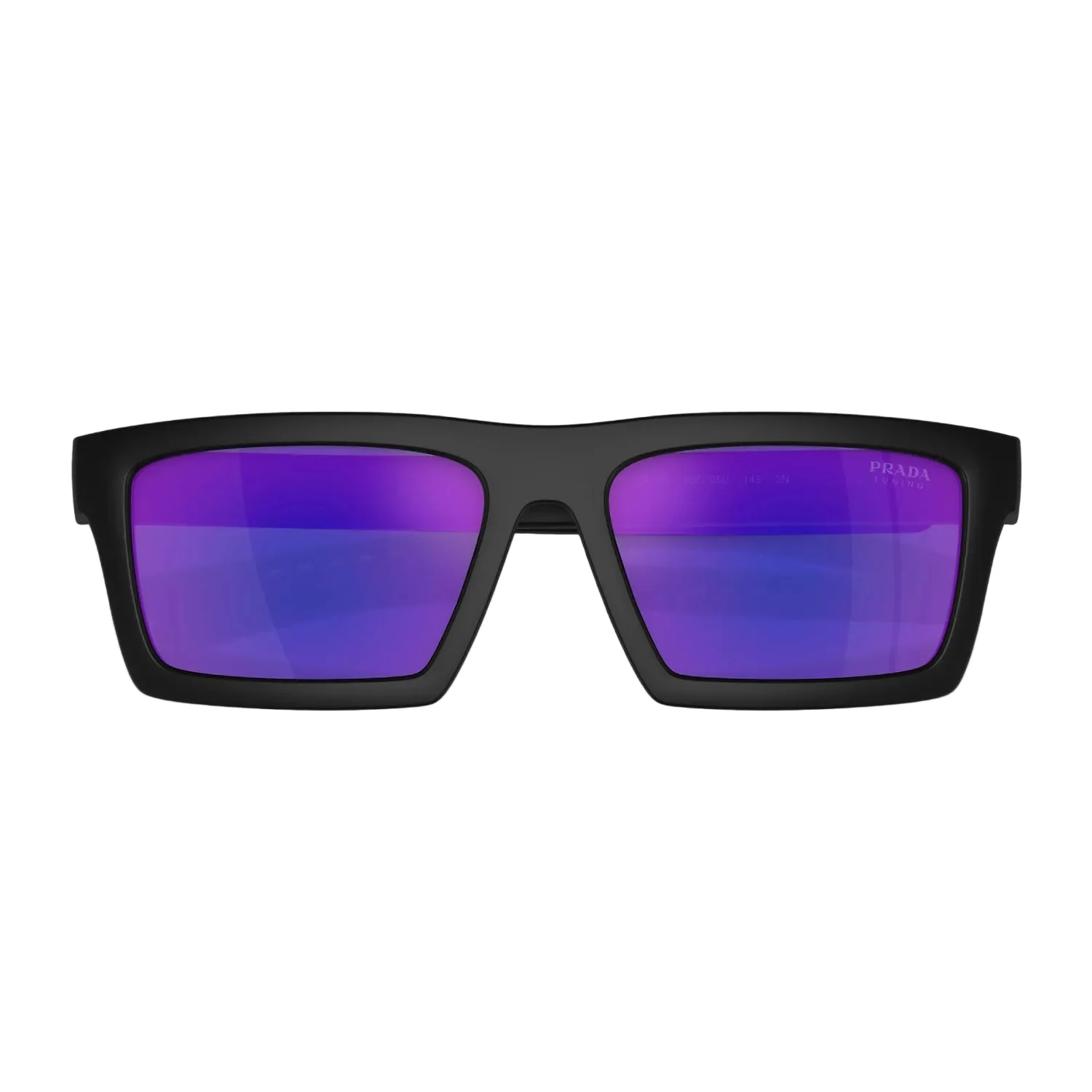 Prada Linea Rossa Men's PS02ZS Rectangle Mirrored Sunglasses - Matte Black/Dark Blue Mirror Violet - Image 3