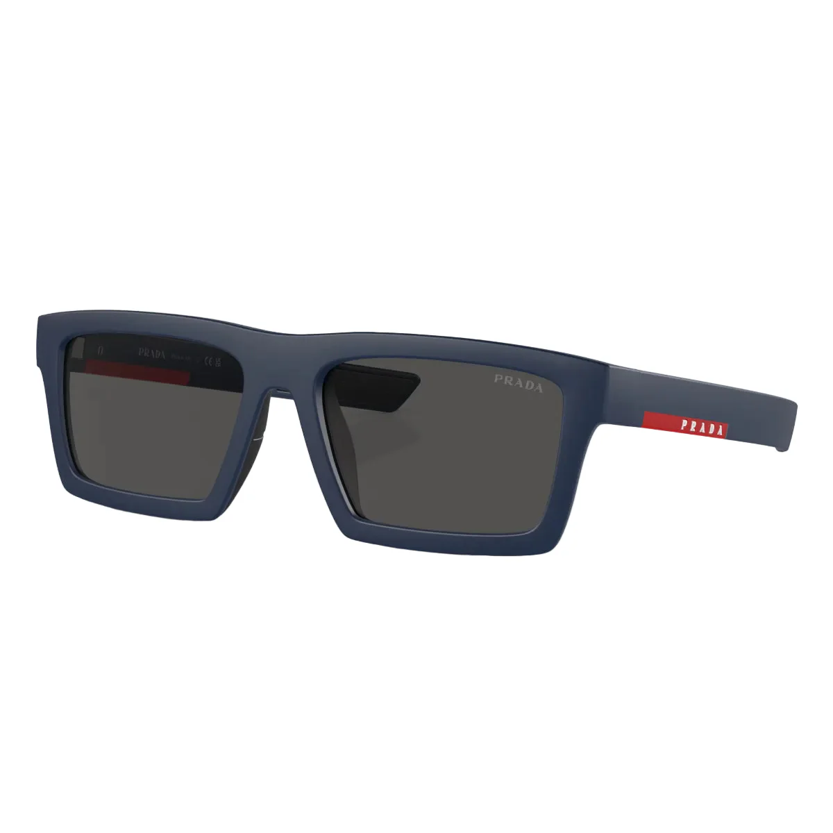 Prada Linea Rossa Men's PS02ZS Rectangle Solid Color Sunglasses - Matte Blue/Dark Gray