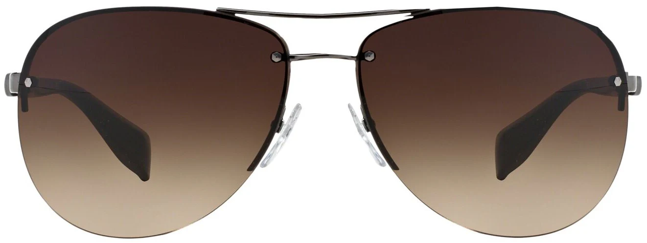 Prada Linea Rossa PS56MS Aviator Sunglasses - Ruthenium Dark Brown / Brown Shaded