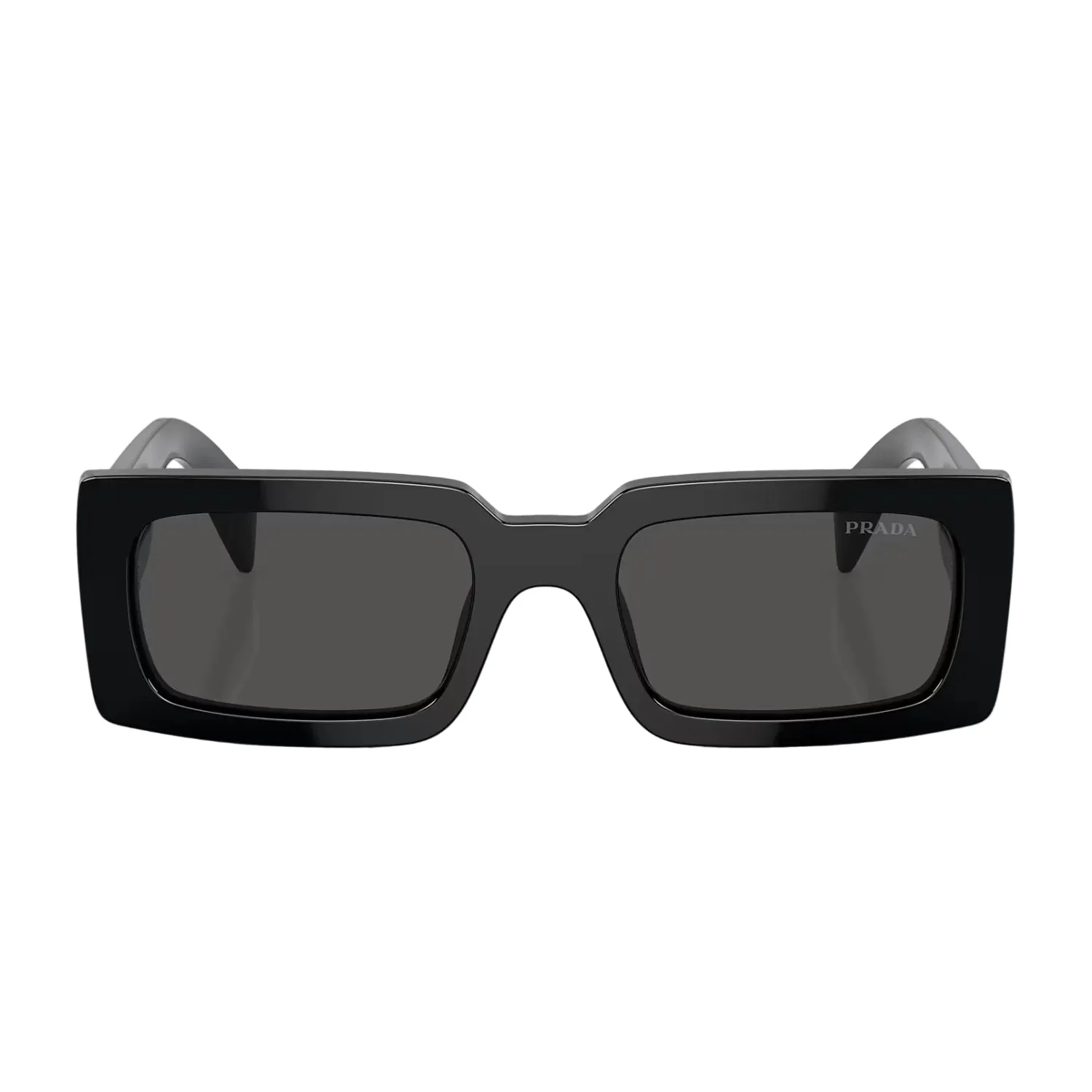 Prada Women's PRA07S Rectangle Solid Color Sunglasses - Black/Dark Gray - Image 2