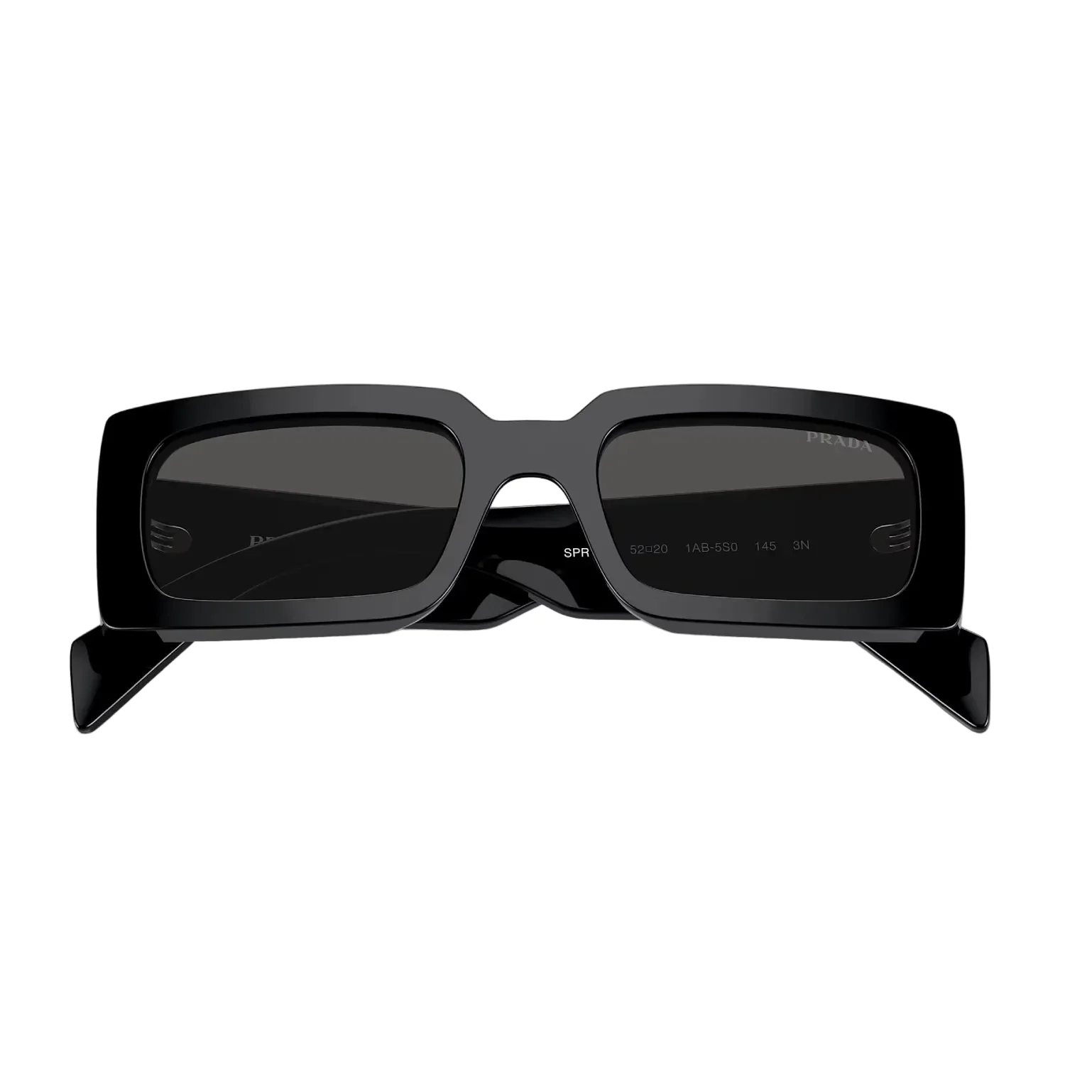 Prada Women's PRA07S Rectangle Solid Color Sunglasses - Black/Dark Gray - Image 3