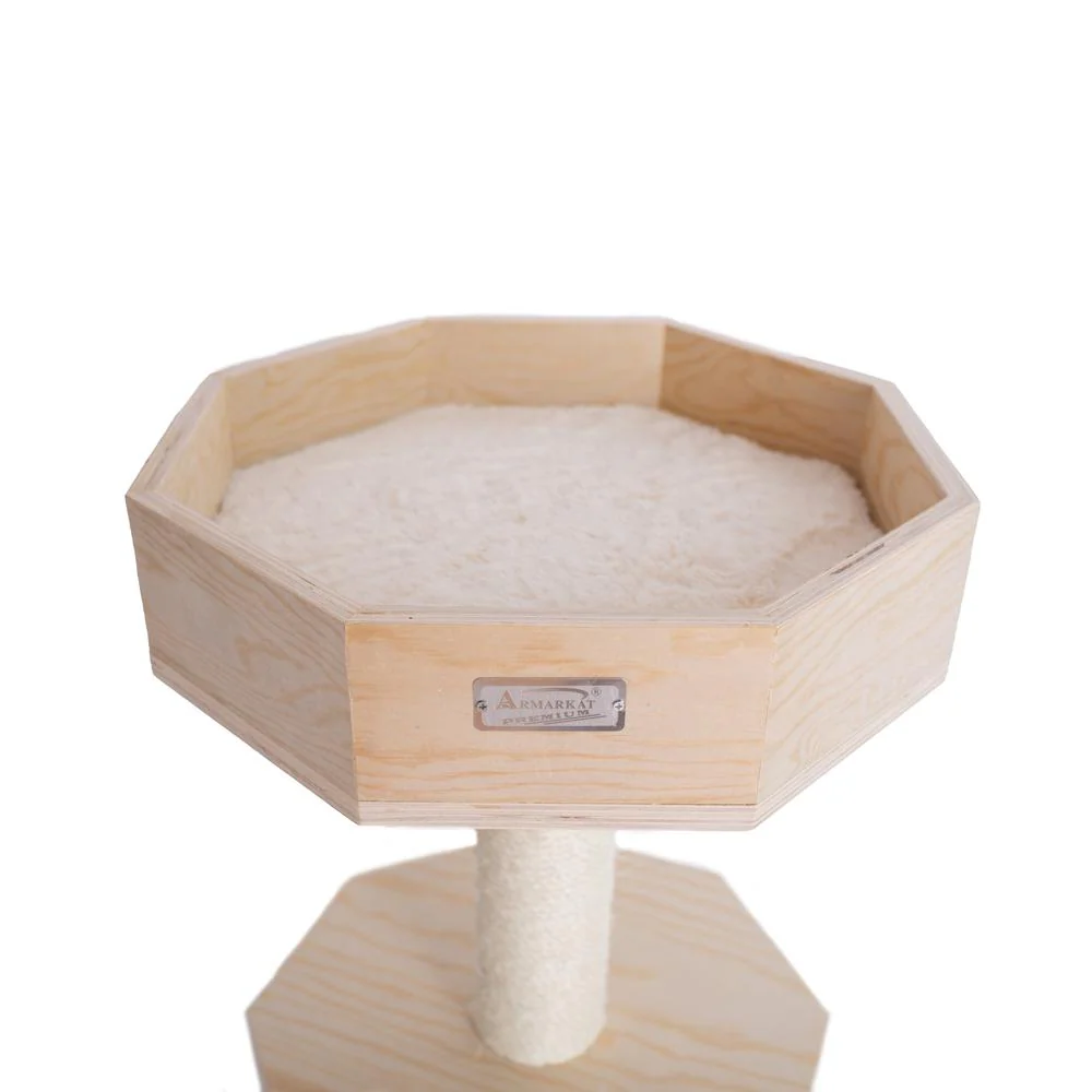 Premium Scots Pine 29-Inch Real Wood Cat Tree With Perch And Condo - Image 9