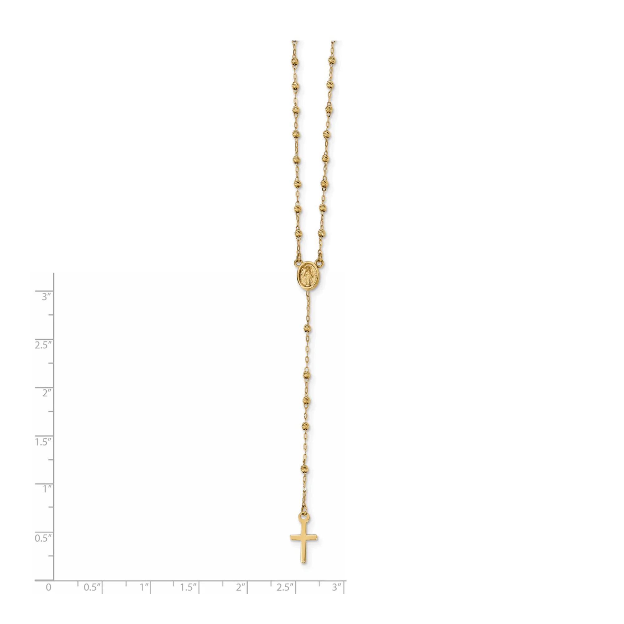 Quality Gold Women's Rosary Necklace in 14K Yellow Gold - Image 3