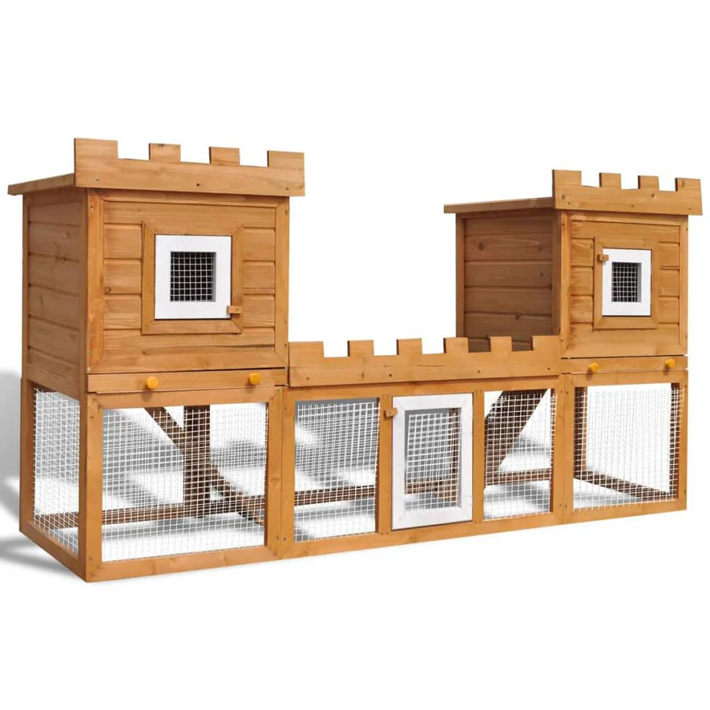 Rabbit Hutch Brown Pine wood Large Modular Rabbit Hutch