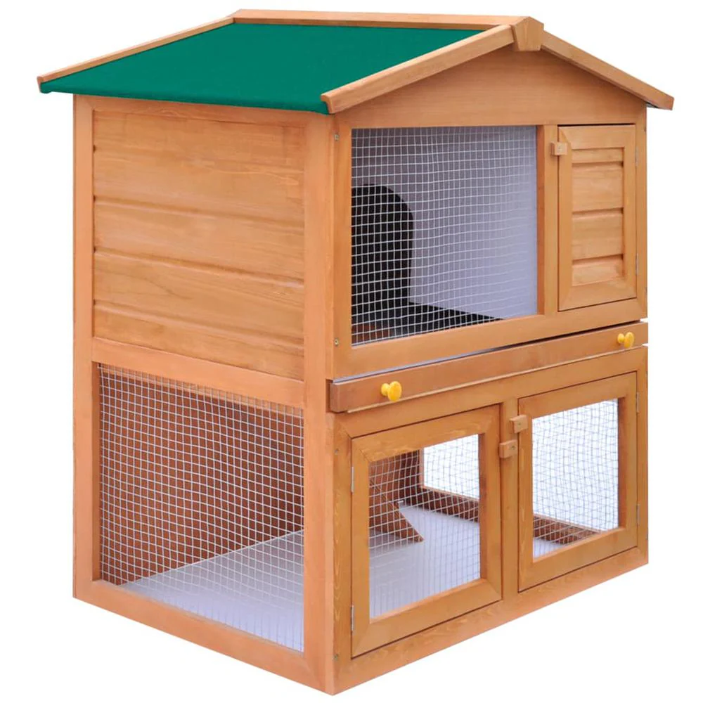 Rabbit Hutch Brown Solid pine wood Large Rabbit Hutch - Image 2