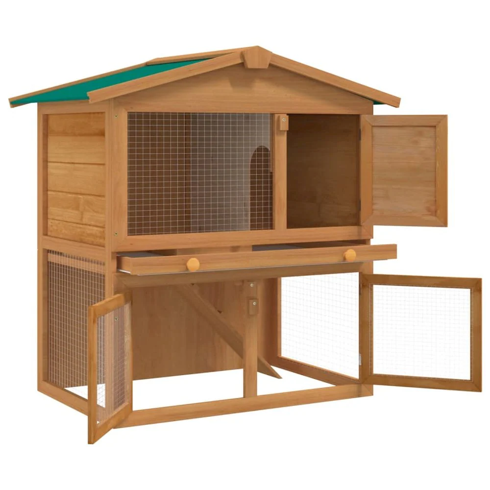 Rabbit Hutch Brown Solid pine wood Large Rabbit Hutch - Image 8