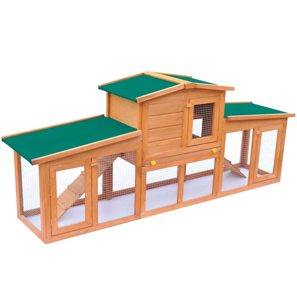 Rabbit Hutch Green Pine wood Large Locks Rabbit Hutch - Image 7
