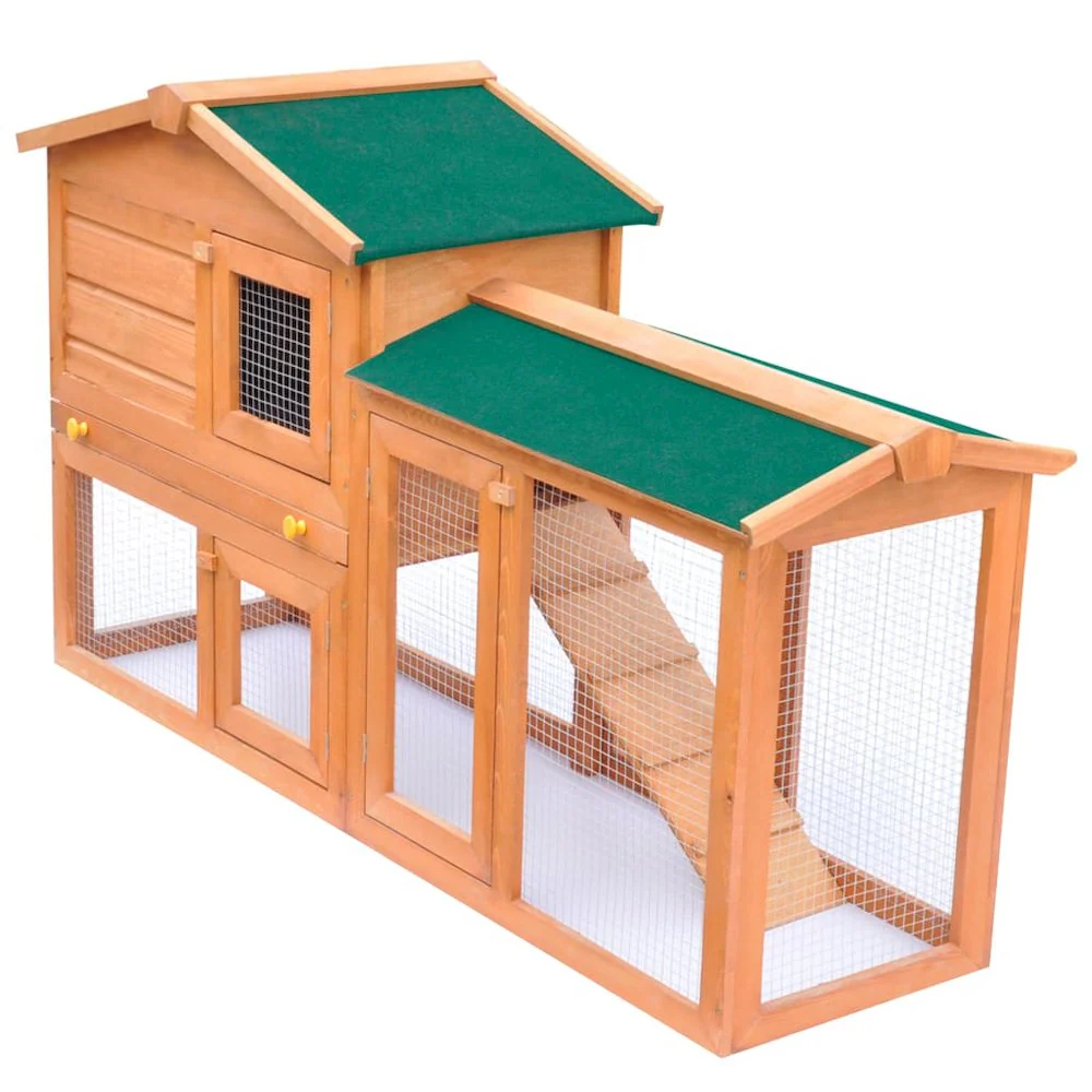 Rabbit Hutch Green Pine wood Large Rabbit Hutch Rectangular - Image 6