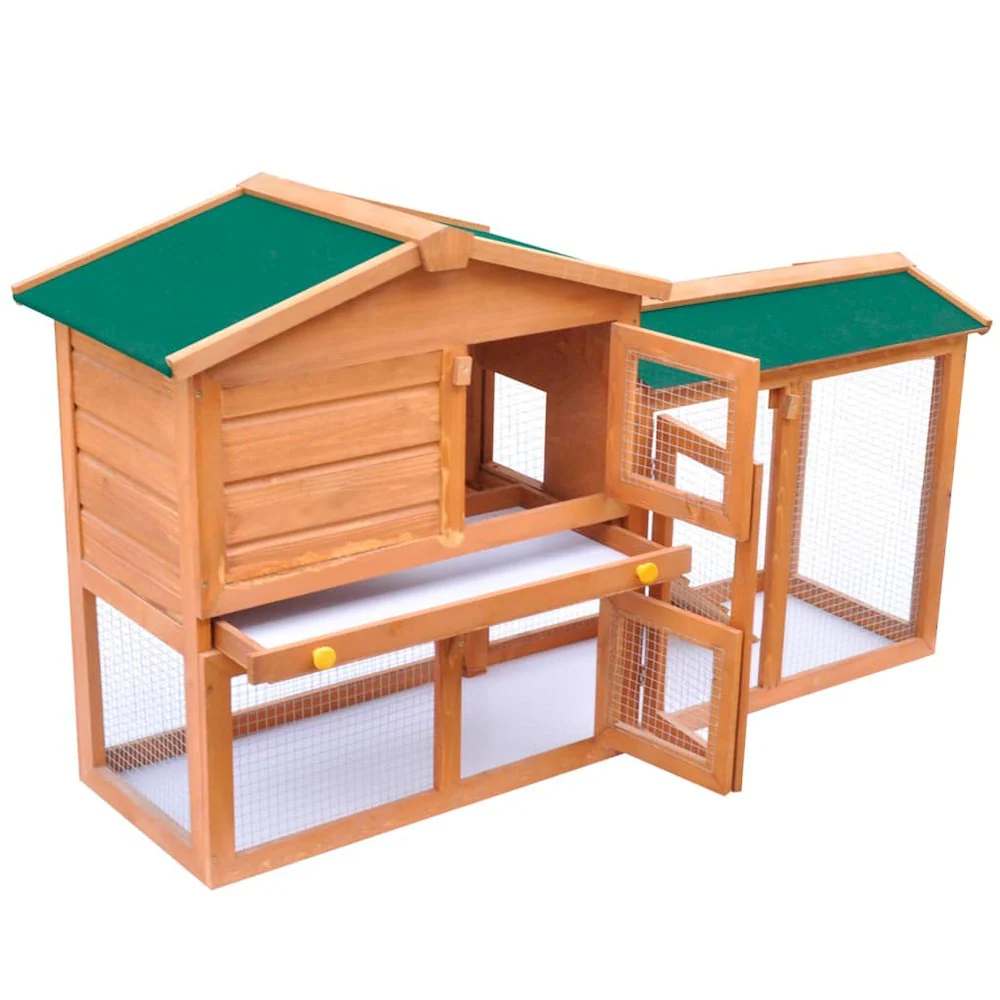 Rabbit Hutch Green Pine wood Large Rabbit Hutch Rectangular - Image 8