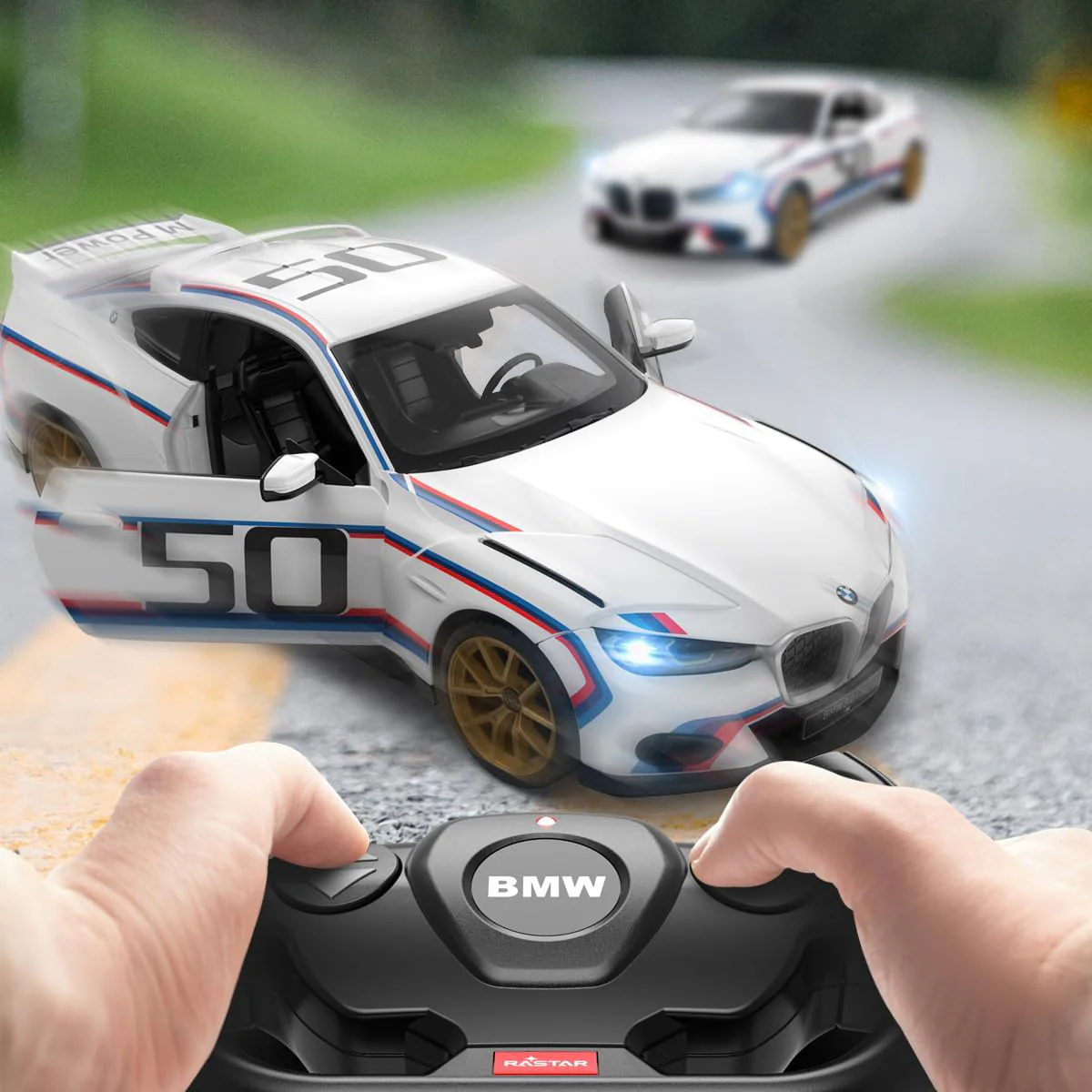Rastar 1:14 BMW 3.0 CSL Remote Control Car - White - Image 5