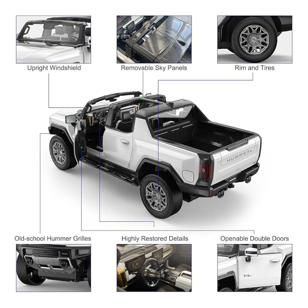Rastar 1:16 Hummer Ev Remote Control Car - White - Image 3