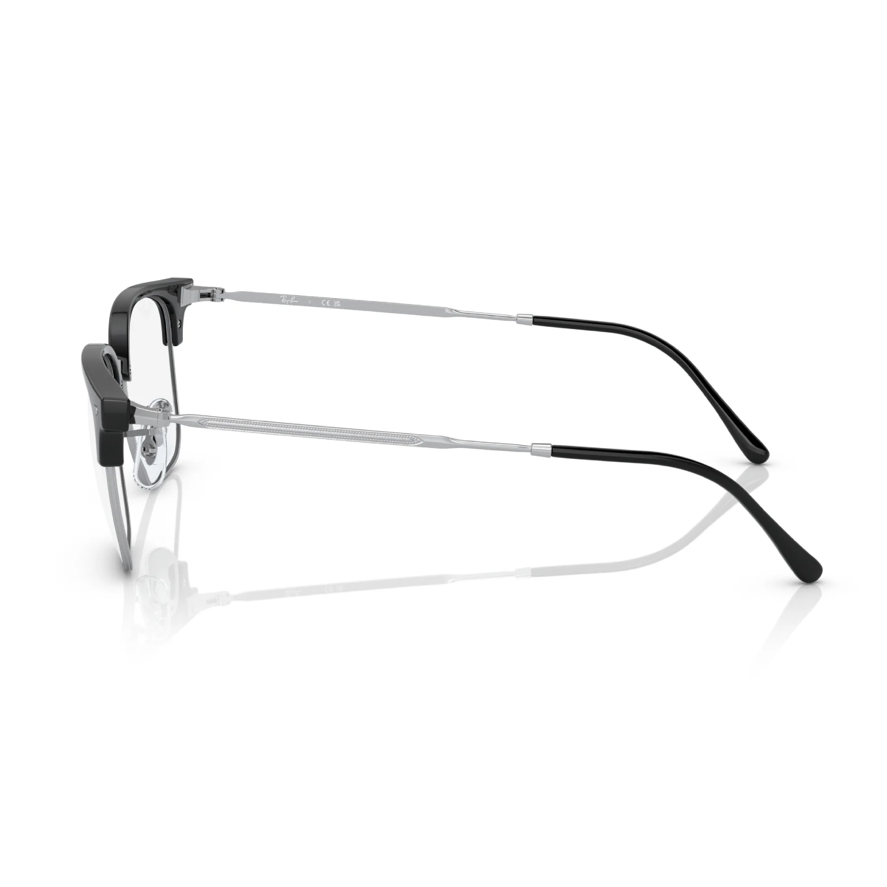Ray-Ban Clubmaster Unisex Square Eyeglasses, Black on Silver - Image 5
