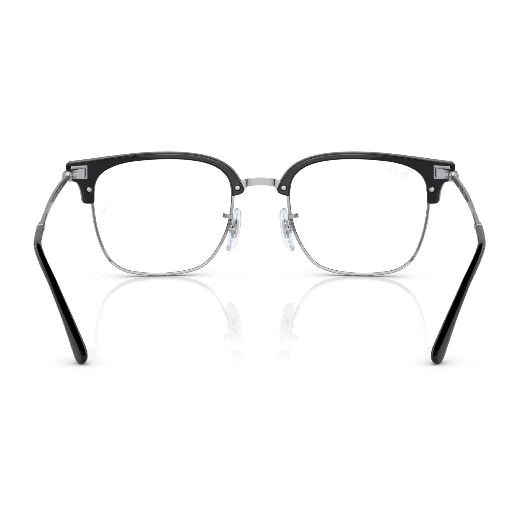 Ray-Ban Clubmaster Unisex Square Eyeglasses, Black on Silver - Image 6