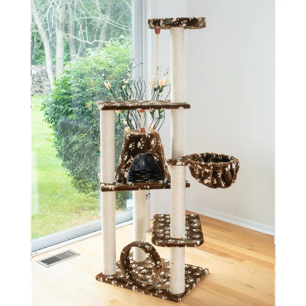 Real Wood Cat Tree Hammock Bed With Natural Sisal Post For Cats And Kittens - Image 10