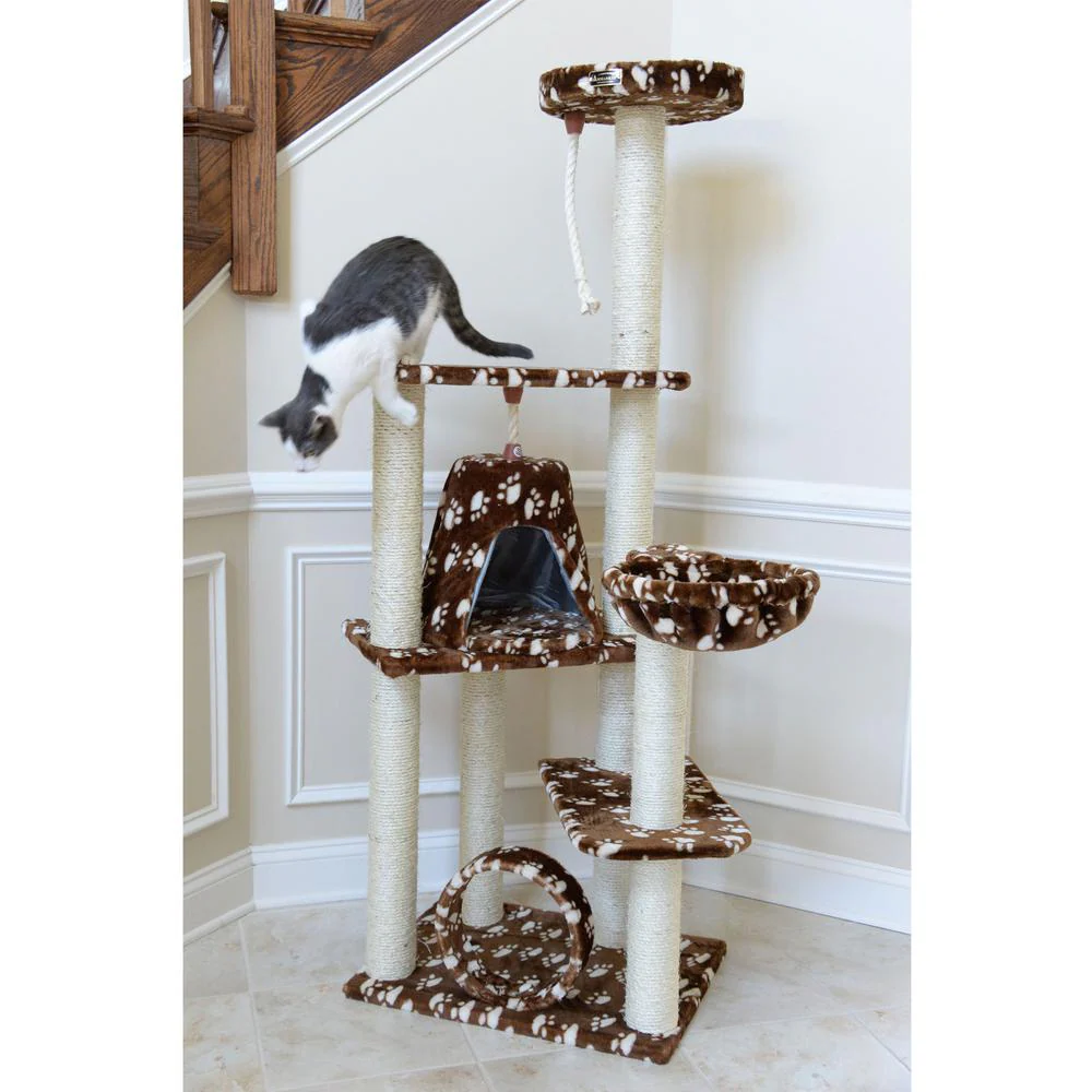 Real Wood Cat Tree Hammock Bed With Natural Sisal Post For Cats And Kittens - Image 12