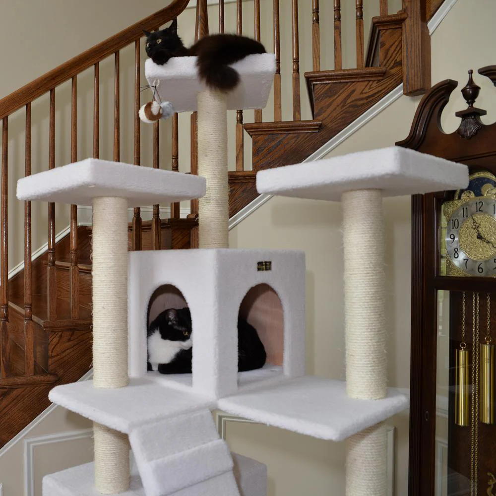 Real Wood Cat Tree In Ivory, Jackson Galaxy Approved, Multi Levels With Ramp - Image 2