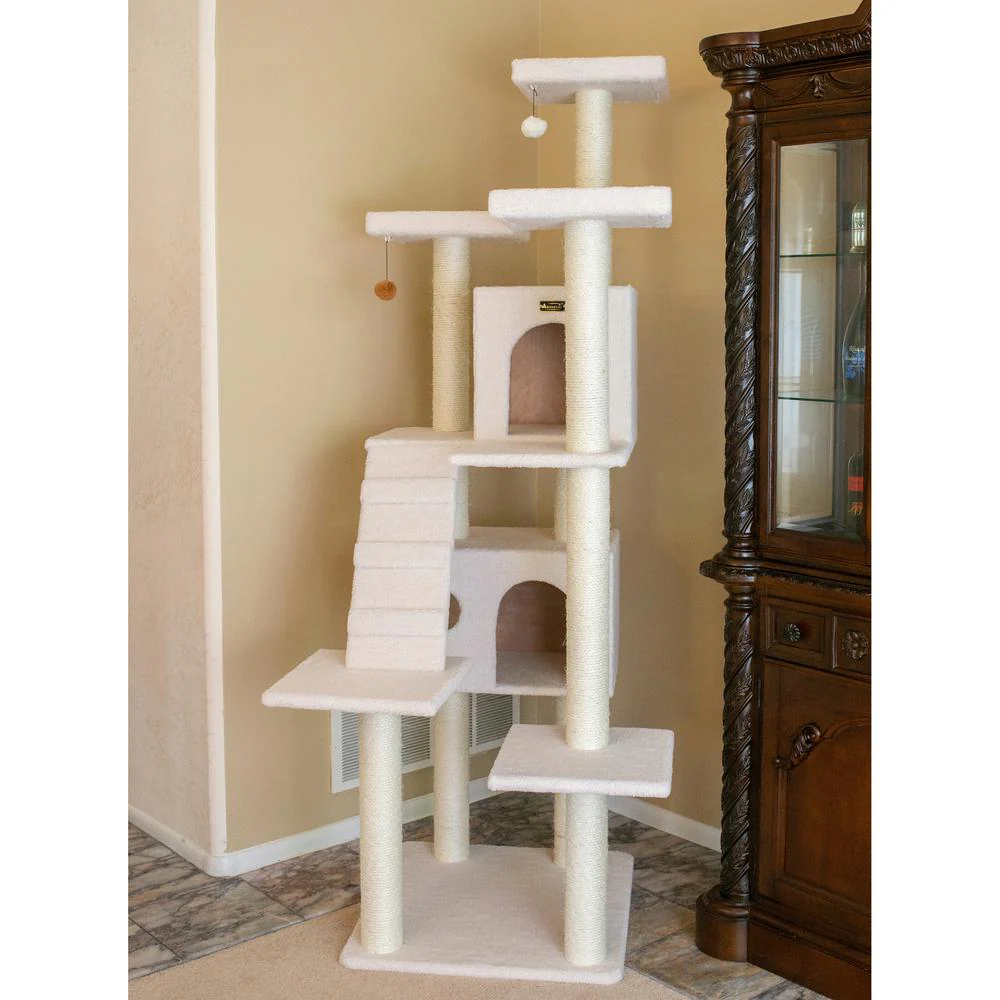 Real Wood Cat Tree In Ivory, Jackson Galaxy Approved, Multi Levels With Ramp - Image 3