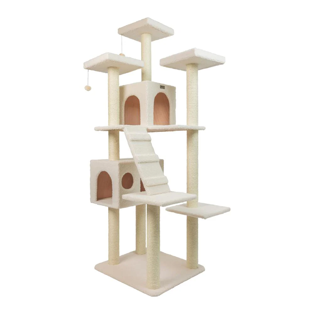 Real Wood Cat Tree In Ivory, Jackson Galaxy Approved, Multi Levels With Ramp - Image 6