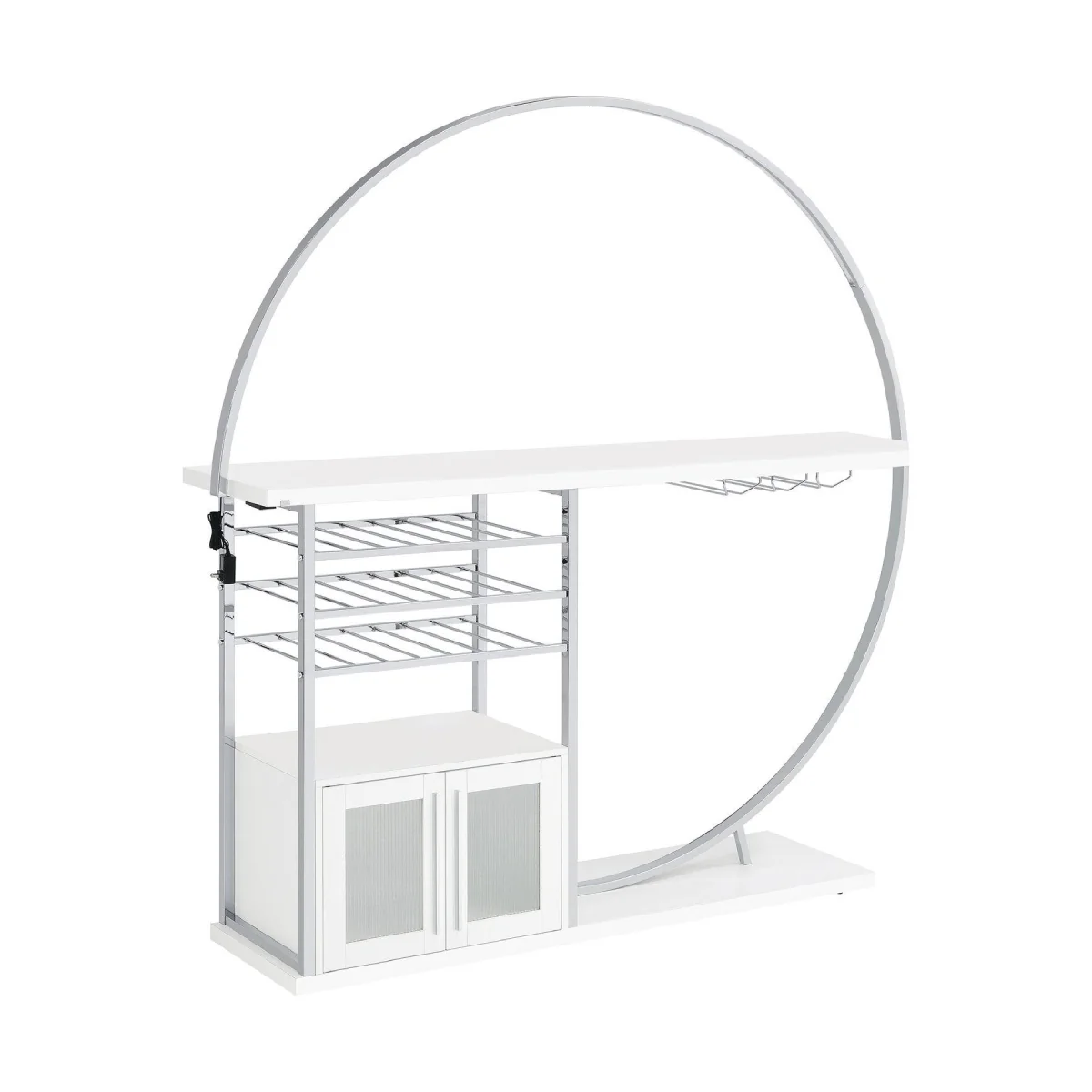 Risley 2-Door Circular LED Home Bar with Wine Storage by Coaster - White - Image 2